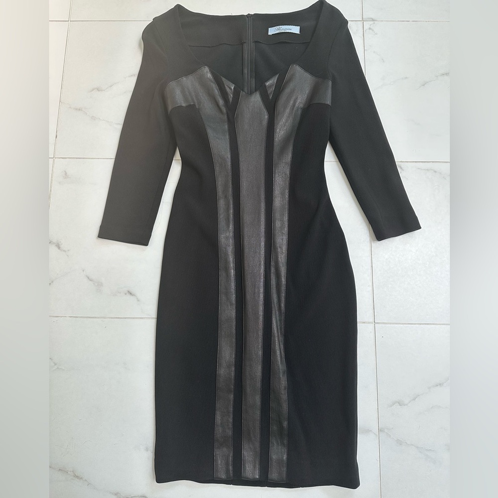 BLUMARINE Leather Inserts Stretchy Formal Dress Sz.4